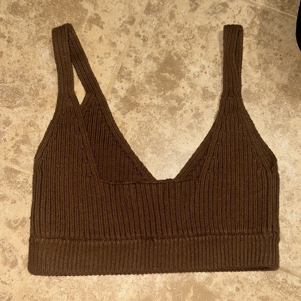 JLUXLABEL Brown Rue Ribbed Knit Crop Top - Picture 4 of 4